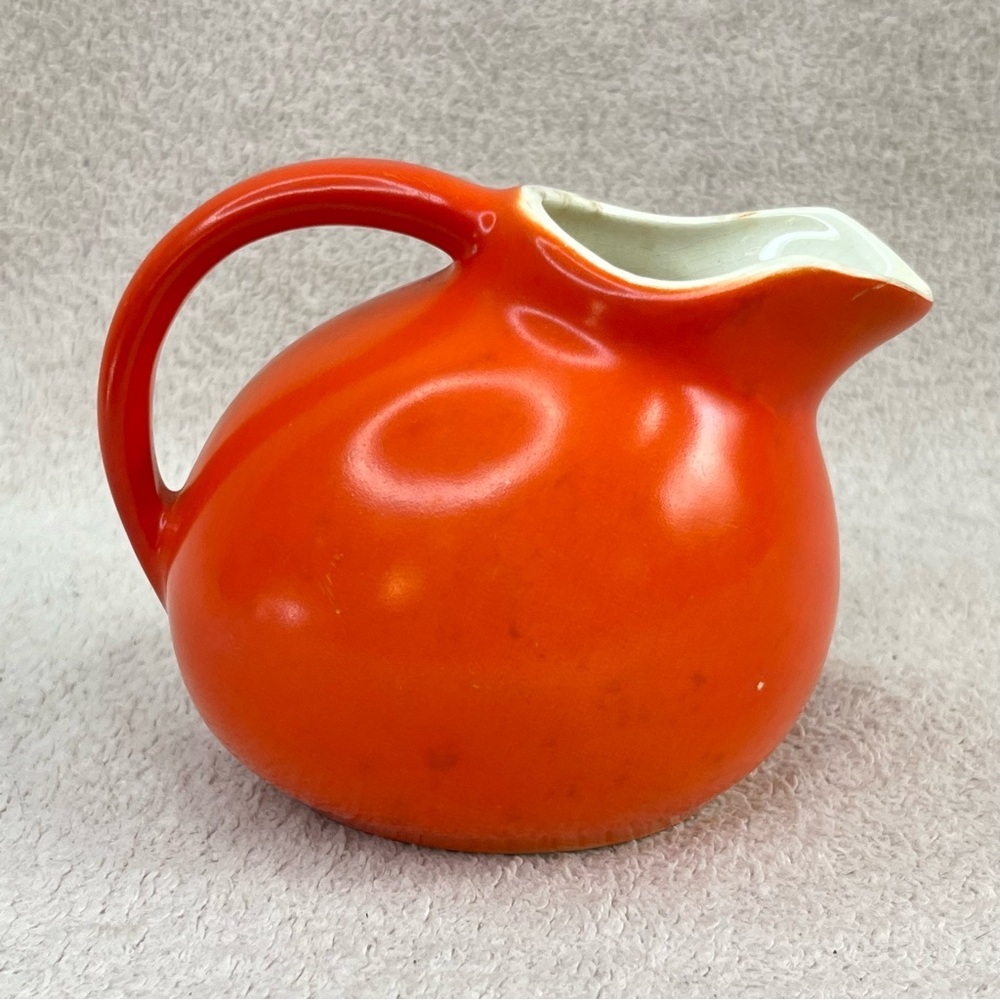 Vintage Mid Century Modern Orange Ceramic Creamer Small Pitcher Retro VTG MCM